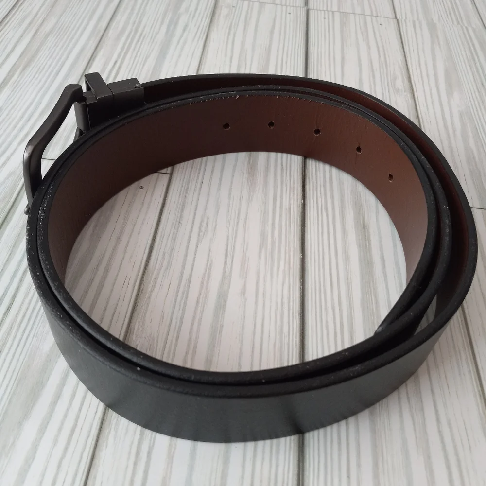 Timberland Reversible Black & Brown Cowhide Leather Gunmetal Buckle Belt